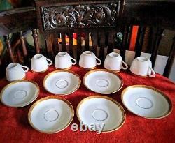 Richard Ginori Gold Rimmed White Demitasse 6 Cups & Saucers 12pcs GIN267 Unused