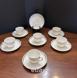 Richard Ginori Italy Demitasse Espresso Cups Saucers Set 6 White with Gold Trim