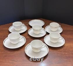 Richard Ginori Italy Demitasse Espresso Cups Saucers Set 6 White with Gold Trim