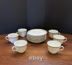Richard Ginori Italy Demitasse Espresso Cups Saucers Set 6 White with Gold Trim
