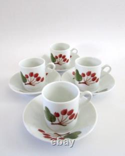 Richard Ginori Italy Red Currant Berry Demitasse Espresso Cups & Saucers Set 4