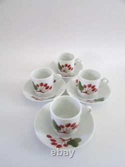 Richard Ginori Italy Red Currant Berry Demitasse Espresso Cups & Saucers Set 4