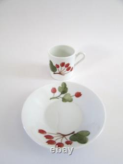 Richard Ginori Italy Red Currant Berry Demitasse Espresso Cups & Saucers Set 4