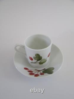 Richard Ginori Italy Red Currant Berry Demitasse Espresso Cups & Saucers Set 4