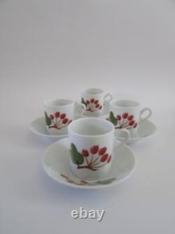 Richard Ginori Italy Red Currant Berry Demitasse Espresso Cups & Saucers Set 4