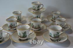 Richard Ginori Pittoria DI Doccia Demitasse Cups With Saucers Set 10