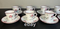 Richard Ginori Porcelain Antique Rose Amalfi Pink Demitasse Cups and Saucers Set