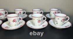 Richard Ginori Porcelain Antique Rose Amalfi Pink Demitasse Cups and Saucers Set
