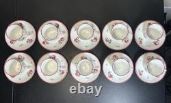 Richard Ginori Porcelain Antique Rose Amalfi Pink Demitasse Cups and Saucers Set
