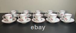 Richard Ginori Porcelain Antique Rose Amalfi Pink Demitasse Cups and Saucers Set