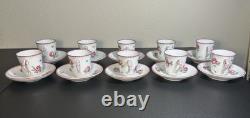 Richard Ginori Porcelain Antique Rose Amalfi Pink Demitasse Cups and Saucers Set