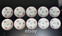 Richard Ginori Porcelain Antique Rose Amalfi Pink Demitasse Cups and Saucers Set