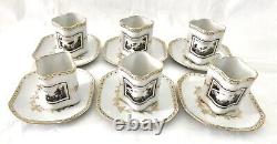 Richard Ginori Set of 6 Fine Porcelain Fiesole Demitasse Cups & Saucers