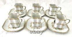 Richard Ginori Set of 6 Fine Porcelain Fiesole Demitasse Cups & Saucers