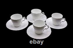 Richard Ginori Vecchio Bianco White Flat Demitasse Cup and Saucer Set of 4