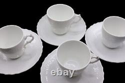 Richard Ginori Vecchio Bianco White Flat Demitasse Cup and Saucer Set of 4