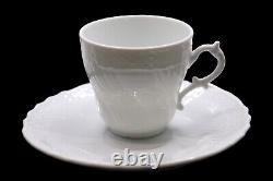 Richard Ginori Vecchio Bianco White Flat Demitasse Cup and Saucer Set of 4