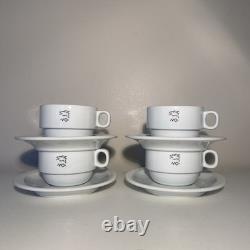 Richard Ginori Via Quadromo Demitasse Cup Saucer 8pcs White Porcelain Restaurant