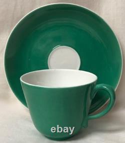 Richard Ginori Vntg Bone China Italy Saucer Demitasse Cup & Saucer Green W White