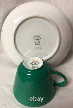 Richard Ginori Vntg Bone China Italy Saucer Demitasse Cup & Saucer Green W White