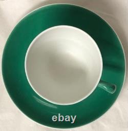 Richard Ginori Vntg Bone China Italy Saucer Demitasse Cup & Saucer Green W White