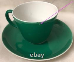 Richard Ginori Vntg Bone China Italy Saucer Demitasse Cup & Saucer Green W White