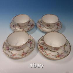 Richard Klemm Dresden Flowers 4 Demitasse Espresso Cups, 4 Saucers