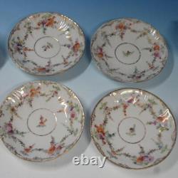 Richard Klemm Dresden Flowers 4 Demitasse Espresso Cups, 4 Saucers