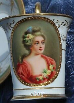 Richard Klemm Dresden Portrait Scene Hand Painted Demitasse Cup & Saucer Germany