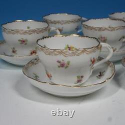 Richard Klemm Dresden Scattered Flowers 6 Demitasse Espresso Cups, 4 Saucers