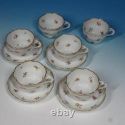 Richard Klemm Dresden Scattered Flowers 6 Demitasse Espresso Cups, 4 Saucers