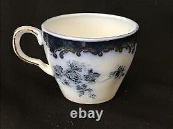 Ridgway Chiswick Flow Blue Set of 6 Demitasse Cups & Saucers England c1897