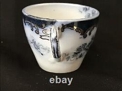 Ridgway Chiswick Flow Blue Set of 6 Demitasse Cups & Saucers England c1897