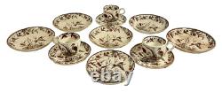 Ridgway INDUS Pattern Demitasse Cup & Saucers & Fruit Bowls 14 Piece Lot Ca 1877