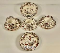 Ridgway INDUS Pattern Demitasse Cup & Saucers & Fruit Bowls 14 Piece Lot Ca 1877
