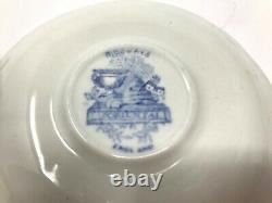 Ridgway Oriental Blue Demitasse Cups & Saucers England Beehive & Urn Mark Set/6