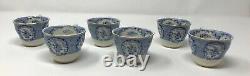 Ridgway Oriental Blue Demitasse Cups & Saucers England Beehive & Urn Mark Set/6