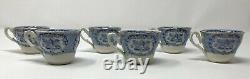 Ridgway Oriental Blue Demitasse Cups & Saucers England Beehive & Urn Mark Set/6