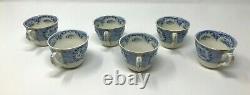 Ridgway Oriental Blue Demitasse Cups & Saucers England Beehive & Urn Mark Set/6