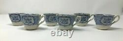 Ridgway Oriental Blue Demitasse Cups & Saucers England Beehive & Urn Mark Set/6