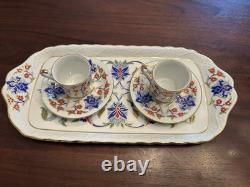 Rihiya Bavaria Porcelain Espresso Set Tray Cups Saucers Hand Painted Gold