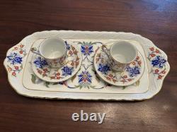 Rihiya Bavaria Porcelain Espresso Set Tray Cups Saucers Hand Painted Gold