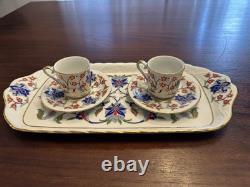 Rihiya Bavaria Porcelain Espresso Set Tray Cups Saucers Hand Painted Gold