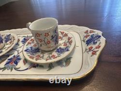 Rihiya Bavaria Porcelain Espresso Set Tray Cups Saucers Hand Painted Gold