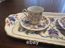 Rihiya Bavaria Porcelain Espresso Set Tray Cups Saucers Hand Painted Gold