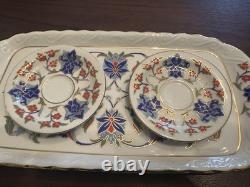 Rihiya Bavaria Porcelain Espresso Set Tray Cups Saucers Hand Painted Gold