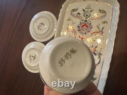 Rihiya Bavaria Porcelain Espresso Set Tray Cups Saucers Hand Painted Gold