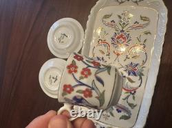 Rihiya Bavaria Porcelain Espresso Set Tray Cups Saucers Hand Painted Gold