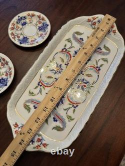 Rihiya Bavaria Porcelain Espresso Set Tray Cups Saucers Hand Painted Gold