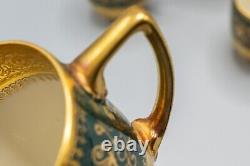 Rosenthal 5300 Green Gold Encrusted Demitasse Cup & Saucers Set of 11 FREE SHIP